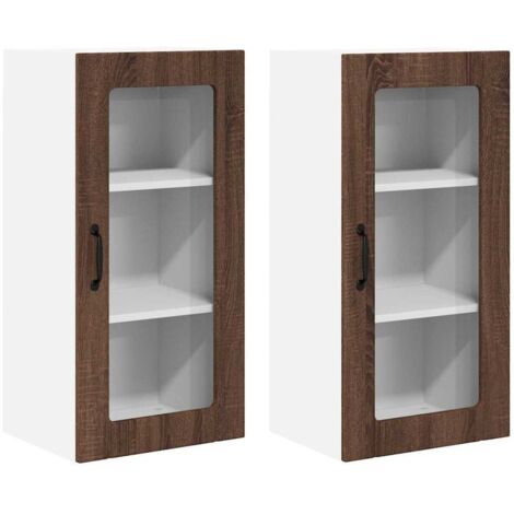 Meuble mural de cuisine，Armoire de cuisine 2 pcs Chêne brun 40 x 31 x 80 cm CFW15906