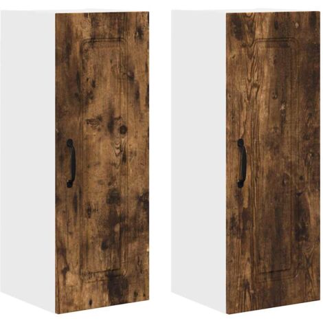 Meuble mural de cuisine，Armoire de cuisine 2 pcs Chêne fumé 30 x 31 x 80 cm CFW11395