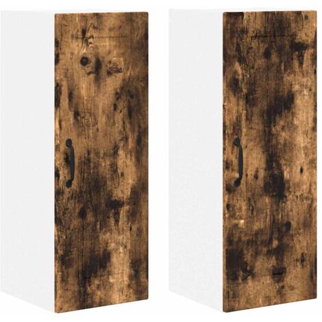 Meuble mural de cuisine，Armoire de cuisine 2 pcs Chêne fumé 30 x 31 x 80 cm CFW32035