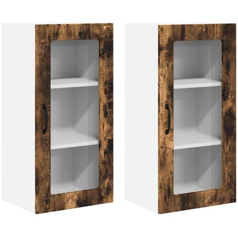 Meuble mural de cuisine，Armoire de cuisine 2 pcs Chêne fumé 40 x 31 x 80 cm CFW55048