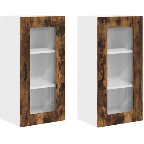 Meuble mural de cuisine，Armoire de cuisine 2 pcs Chêne fumé 40 x 31 x 80 cm CFW73426