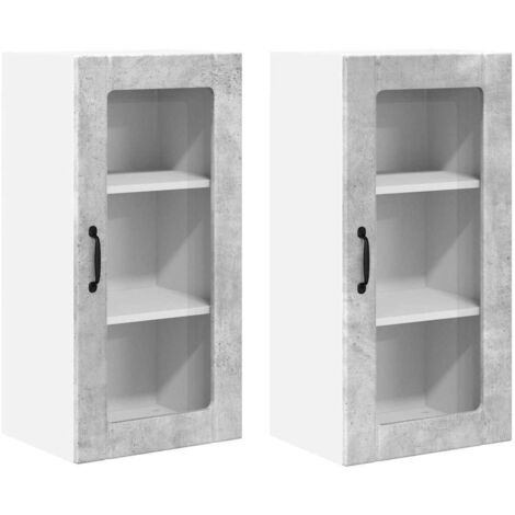 Meuble mural de cuisine，Armoire de cuisine 2 pcs Gris béton 40 x 31 x 80 cm CFW14564