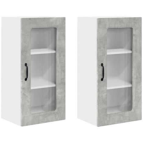 Meuble mural de cuisine，Armoire de cuisine 2 pcs Gris béton 40 x 31 x 80 cm CFW80874
