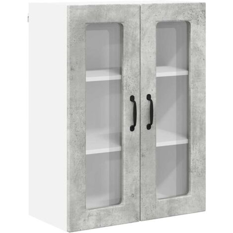 Meuble mural de cuisine，Armoire de cuisine avec étagère Gris béton 60 x 31 x 80 cm CFW54932