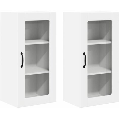 Meuble mural de cuisine，Armoire de cuisine avec porte 2 pcs Blanc 40 x 31 x 80 cm CFW75432