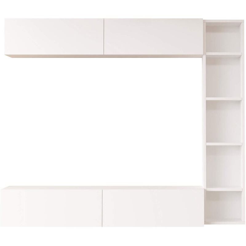 Meuble mural Rebecca Mobili Kadab 143,5x169x26 Panneau de particules Blanc Moderne ensemble 3 pcs