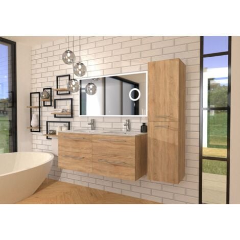 Meuble NEPTUNE 120cm  Bois Clair - Différents Miroirs
