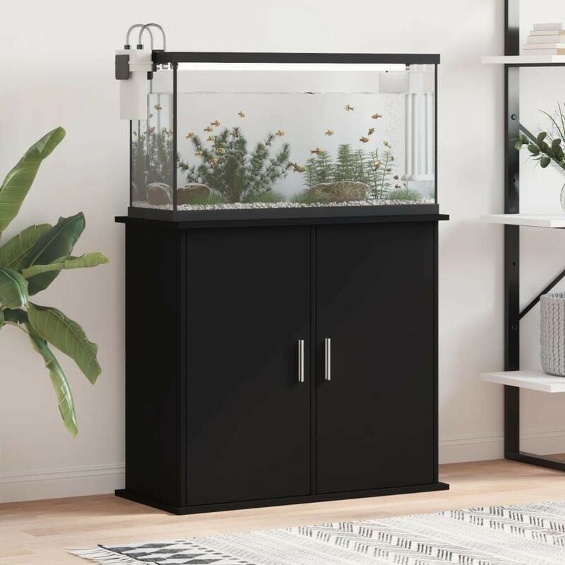 Meuble Noir Pour aquariums de 80 x 30 cm. 2 Portes Support solide et stable pour aquariums - Noir