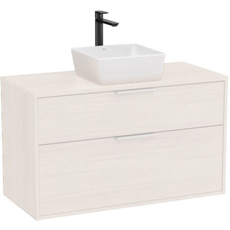 Meuble "OPTICA" 1000 - 2 tiroirs pour vasque à poser (non incluse) - Blanc Mat - Roca