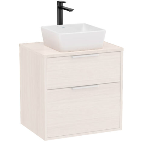 Meuble "OPTICA" 600 - 2 tiroirs pour vasque à poser (non incluse) - Blanc Mat - Roca
