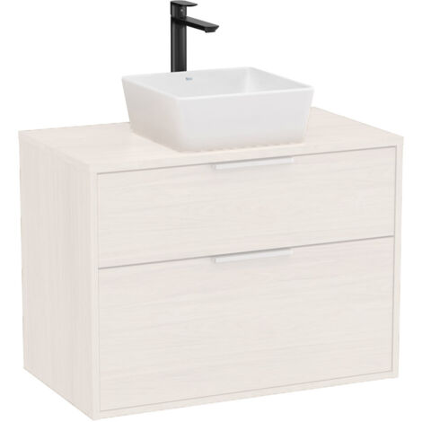 Meuble "OPTICA" 800 - 2 tiroirs pour vasque à poser (non incluse) - Blanc Mat - Roca
