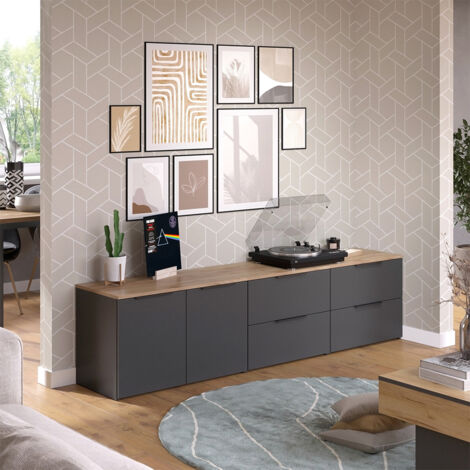 Meuble-paroi Wido, Anthracite, 3 pièces, Vicco