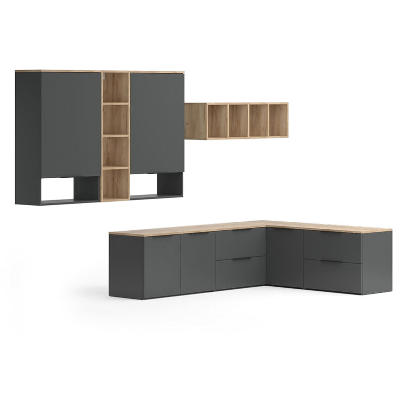 Meuble-paroi Wido, Anthracite, 9 pièces Vicco