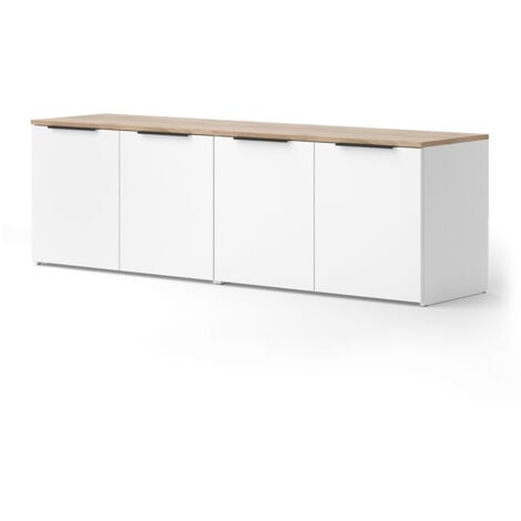 Meuble-paroi Wido, Blanc/Sonoma, 2 pièces, Vicco