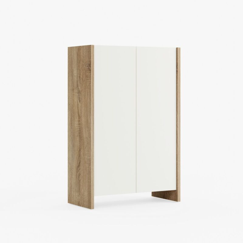 Armoire à Usages Multiples Cora, Panneau Aggloméré Mélaminé, Blanc, Sonoma, 60x28x90 cm