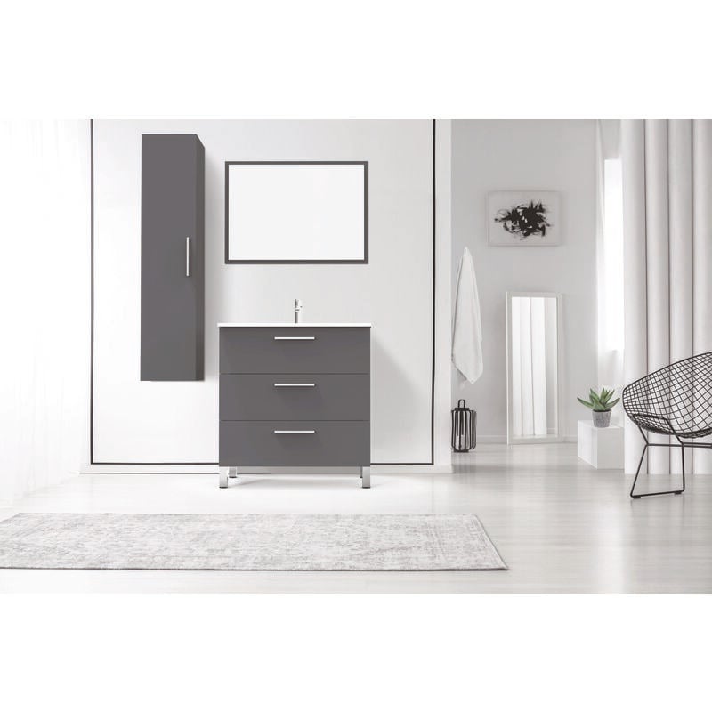 Ondee - Meuble de salle de bain à poser pallas - 80cm - Gris - Mélaminé - Livré en kit