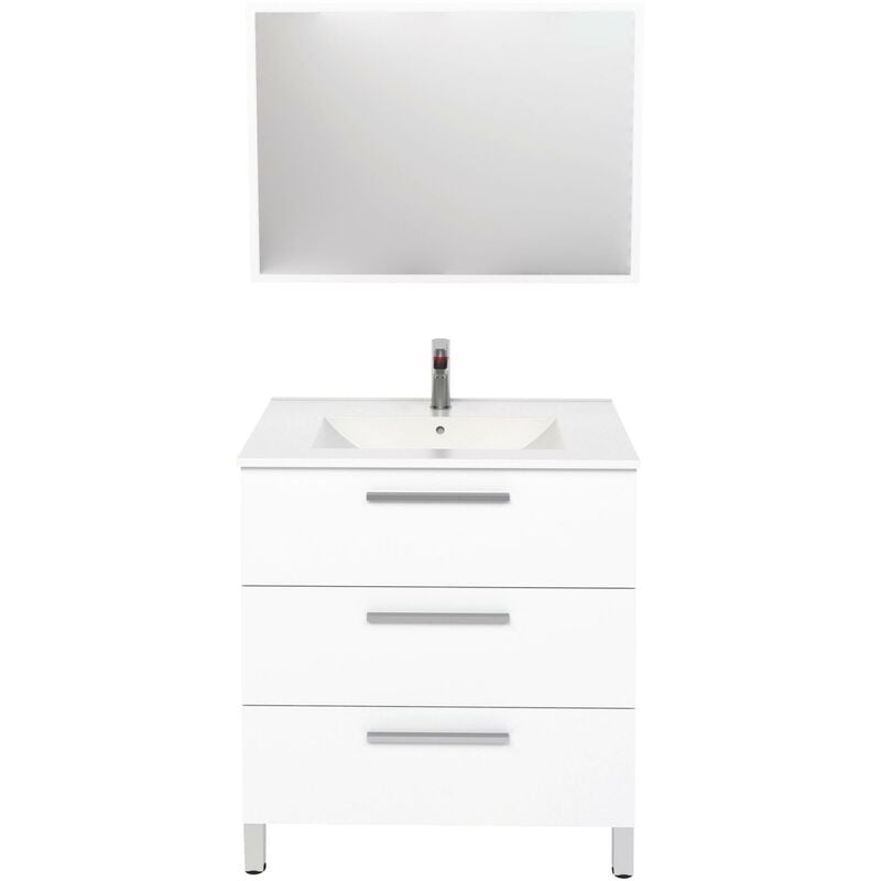 Ondee - Meuble à poser pallas - 80cm - Blanc - Mélaminé - Livré en kit - Blanc