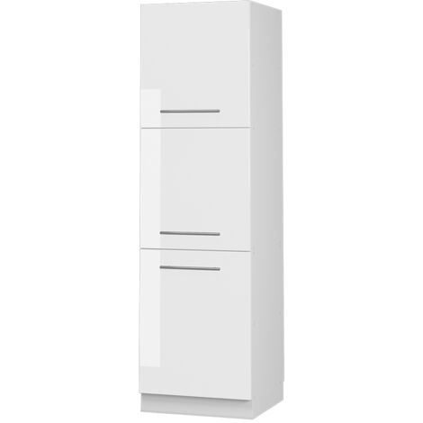Vicco – Meuble pour four blanc haute brillance 60 cm – Panneau de particules 16 mm – Charnières soft-closing – Dimensions intérieures 568x1936x545 mm