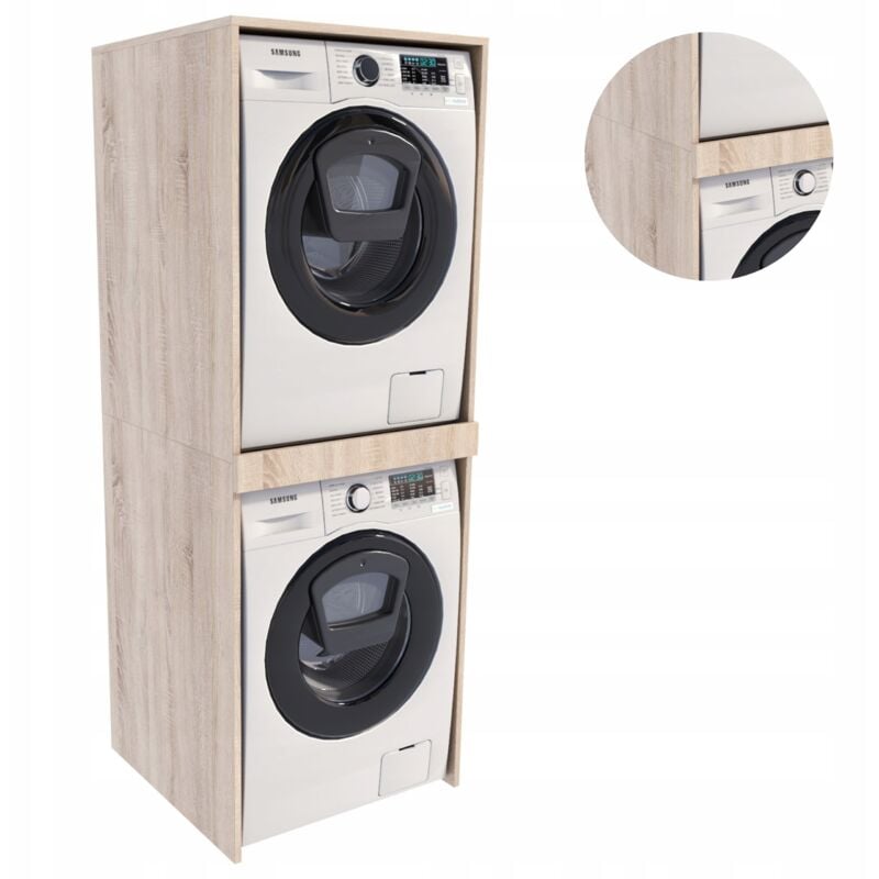 Meuble pour lave-linge et sèche-linge TS Sonoma, meuble de salle de bain, étagère colonne