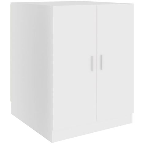 Meuble pour machine à laver blanc 71x71,5x91,5 cm – Aggloméré durable – Rangement optimisé avec 2 portes – Fixation murale incluse – Inlife