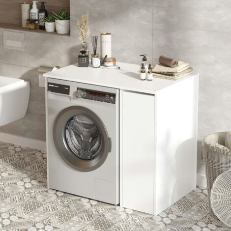 Meuble pour machine à laver blanc avec rangement MARFA