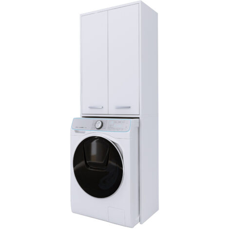 Meuble pour machine à laver, blanc mat, 31 × 64 × 180 cm