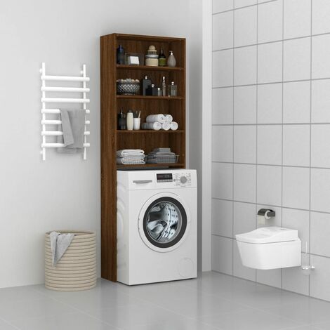 Lena - meuble pour machine à laver 180x64x30 cm - rangement buanderie lave  linge salle de bain avec placard/étagères - sonoma - Conforama