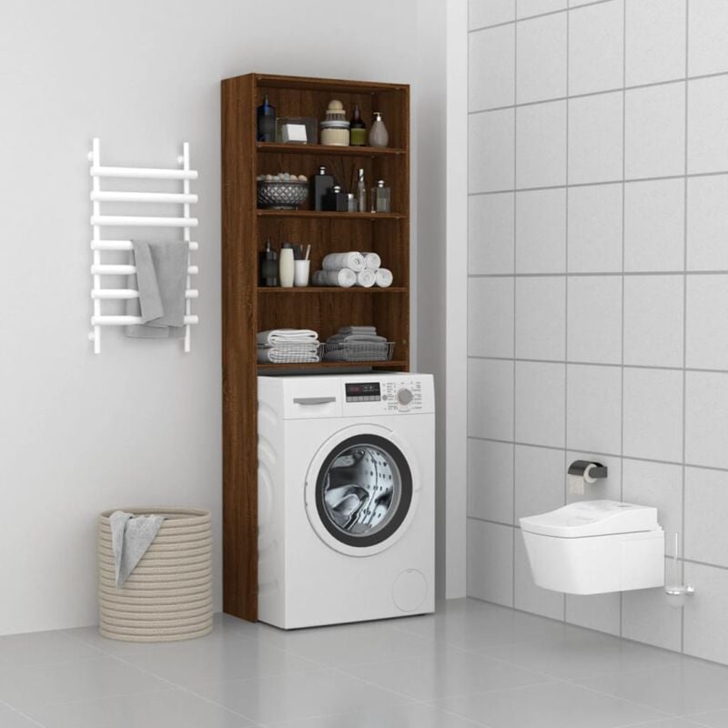 Meuble pour machine à laver Chêne marron 64x24x190 cm CFW18087