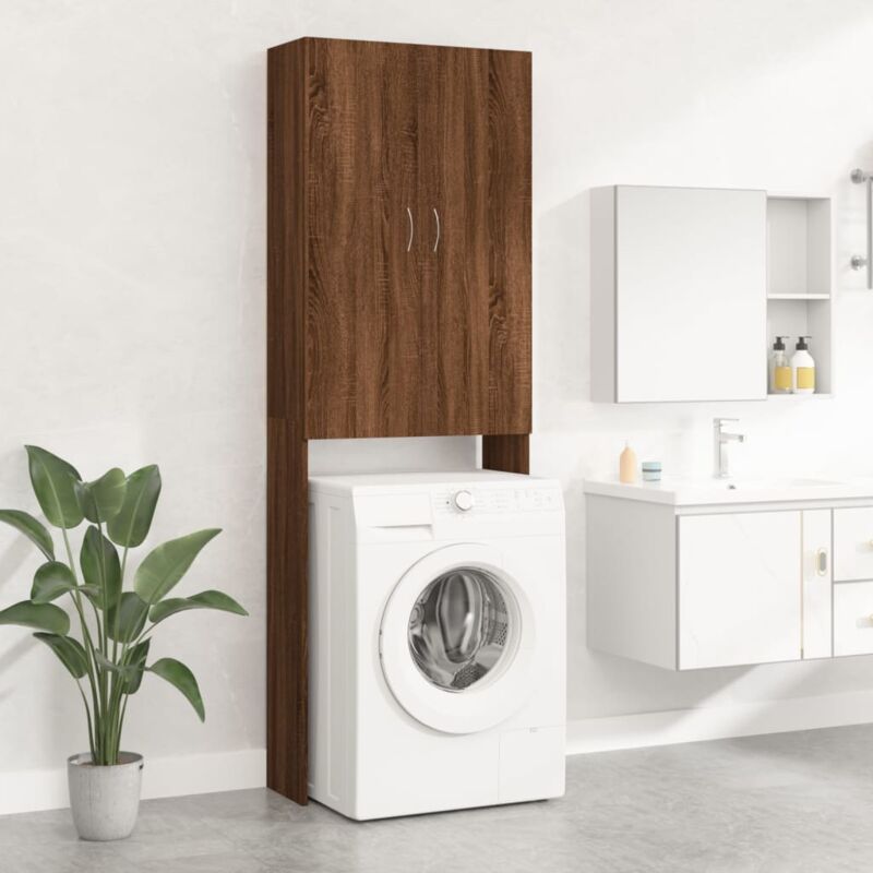 Meuble pour machine à laver Chêne marron 64x25,5x190 cm CFW43131
