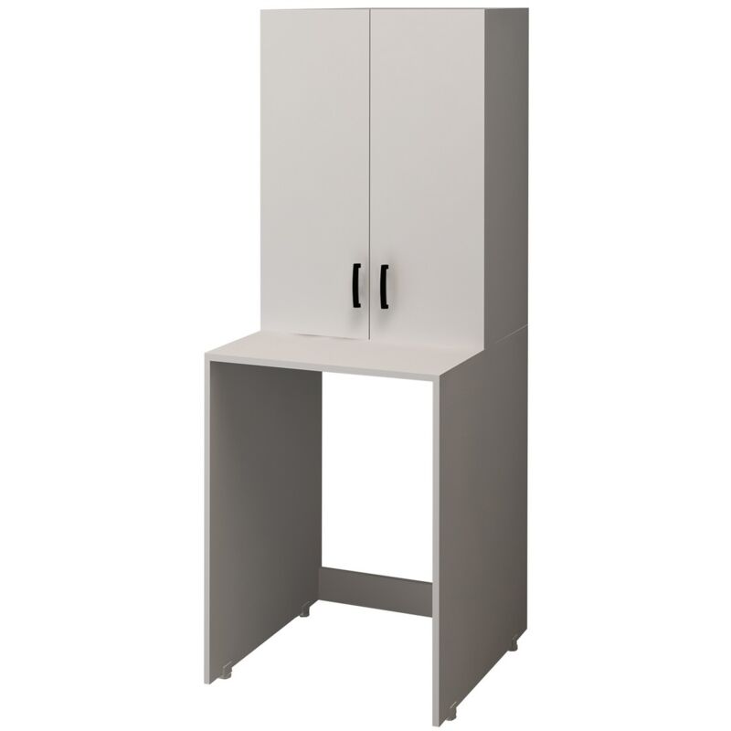 Epikasa - Meuble pour Machine à Laver Envy, Panneau Aggloméré Mélaminé, Blanc, 70x68x176 cm