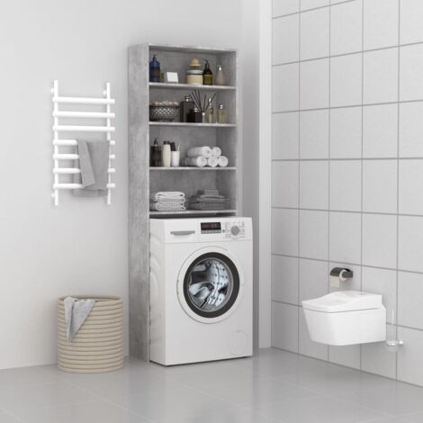 Meuble pour machine à laver Gris béton 64x24x190 cm - The Living Store