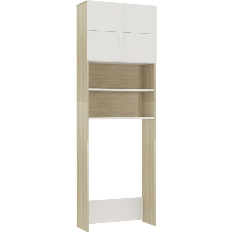 Vidaxl - Meuble de machine à laver Blanc et chêne sonoma 64x25,5x190 cm White and sonoma oak