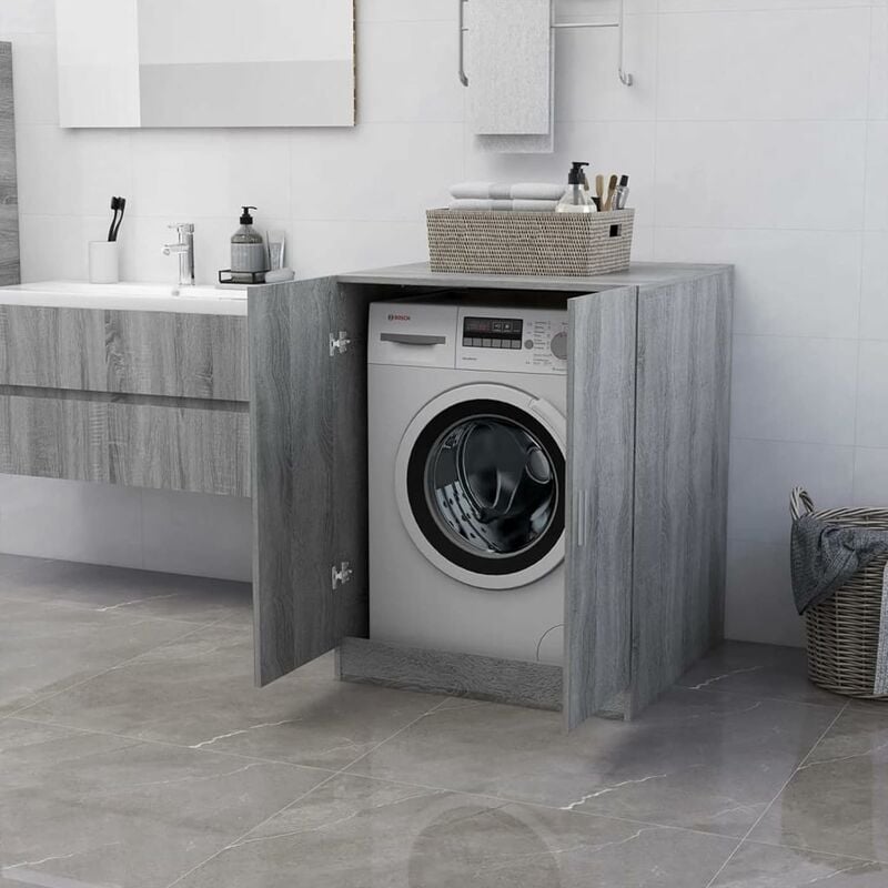 Meuble pour Machine à Laver, Meuble Lave Linge,Meuble Lave Linge, Housse Machine a Laver,Cache Machine a Laver,Housse pour Lave Linge,-Sonoma Gris