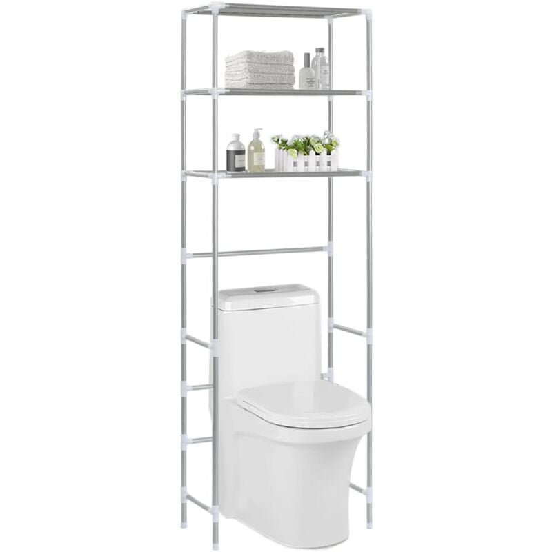 Meuble pour machine à laver, Meuble pour WC 3 niveaux de toilette argenté 53x28x169 cm ASAF30935 DESIGN IN