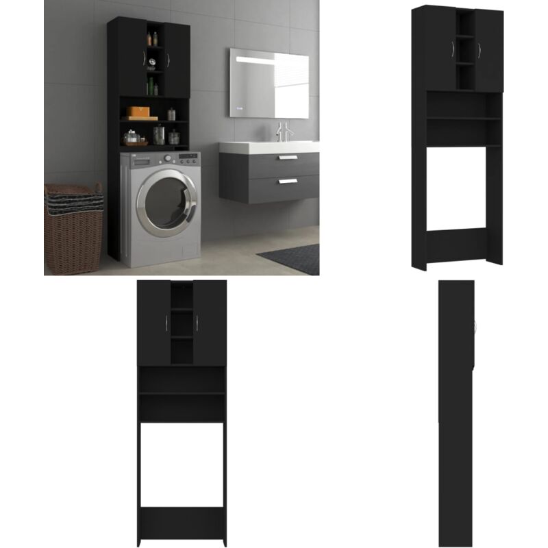 Meuble pour machine à laver Noir 64x25,5x190 cm - meuble pour machine à laver - meubles pour machine à laver - Home & Living