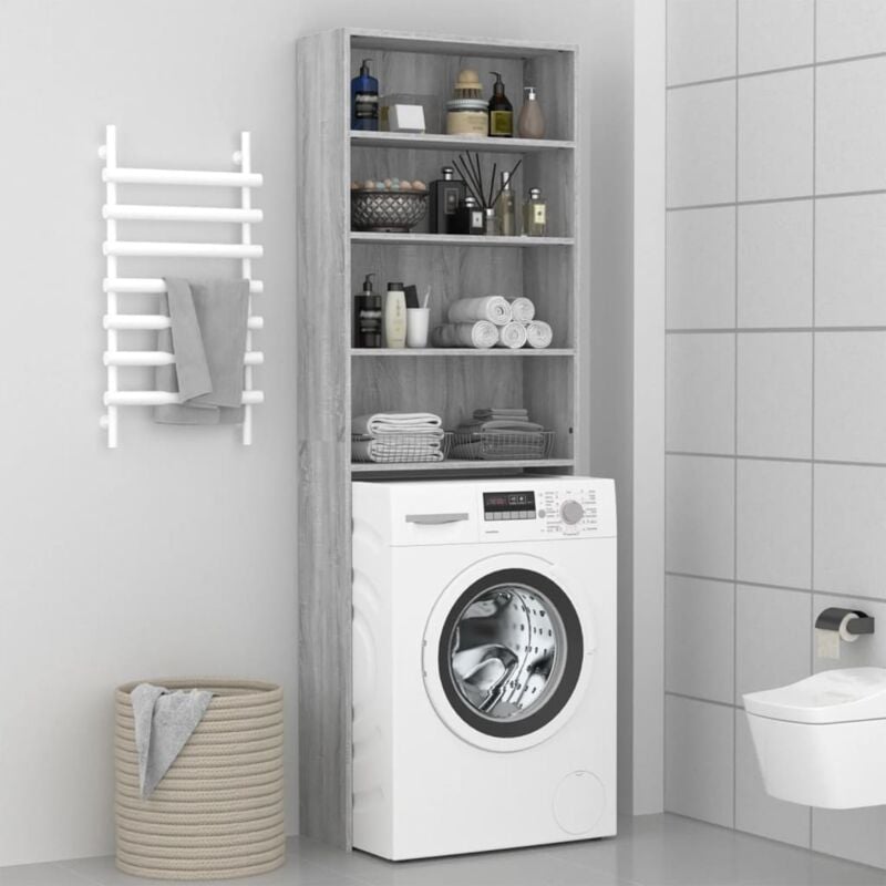 Meuble pour machine à laver Sonoma gris 64x24x190 cm CFW64992