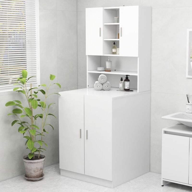 Meuble wc Armoire wc - Meuble de salle de bain Blanc 70,5x25,5x90 cm BV606608 - BonneVie