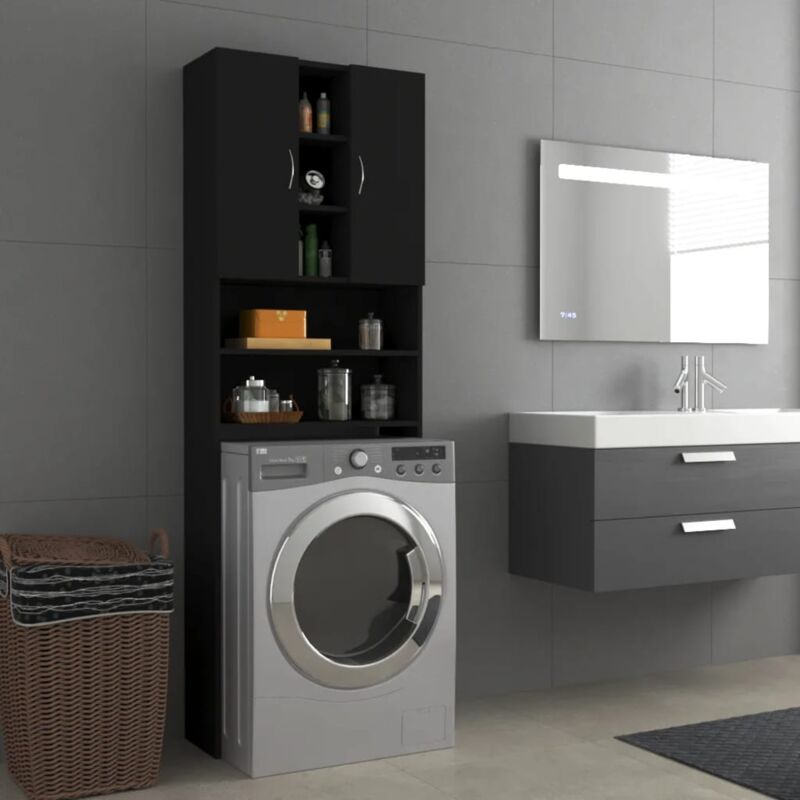Meuble pour machine à laver,Meuble pour lave-linge Noir 64x25,5x190 cm CFW262020