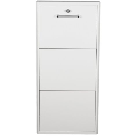 Meuble Range Chaussures avec Serrure de Verrouillage en Métal - Montage Intérieur ou Extérieur - Capacité de 6 à 12 Paires  - Couleurs au choix – LPP  N°112 - 6 paires - H.108 x LG.50,5 x P.16 CM - Bl