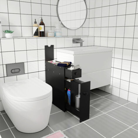 Meuble Rangement 2 Tiroirs Cuisine Salle de Bain 16x48x58 cm Noir CWXT5006 DESIGN IN