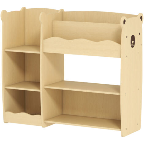 Meuble rangement enfant 3 niveaux, étagère de rangement pour jouets enfants avec étagères ouvertes, 92x29x79cm, naturel