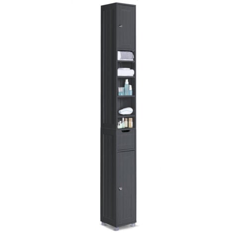 Meuble rangement salle de bain Haut colonne 180x20x20cm MDF noir