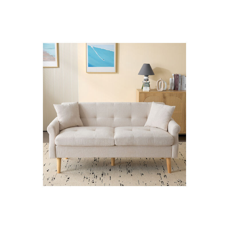 Meuble rembourré, tissu chenille, canapé double, canapé rembourré, canapé avec coussins épais, convient pour le salon, la chambre à coucher