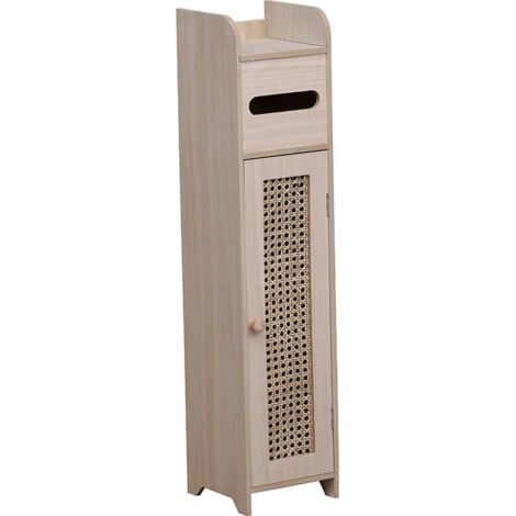 Meuble reserve et derouleur papier wc 1 porte cannage - naturel naturel - Tendance