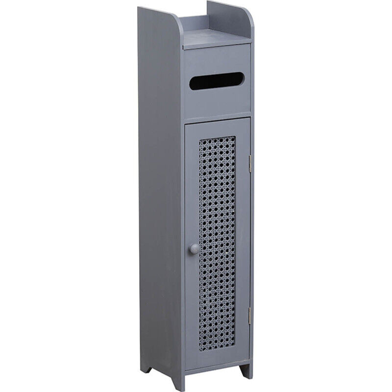 Meuble reserve et derouleur papier wc 1 porte cannage - gris gris Tendance
