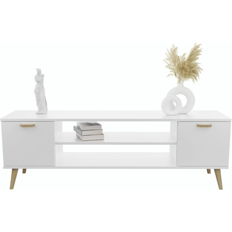 Meuble RTV Focus blanc 135 cm - Scandinave