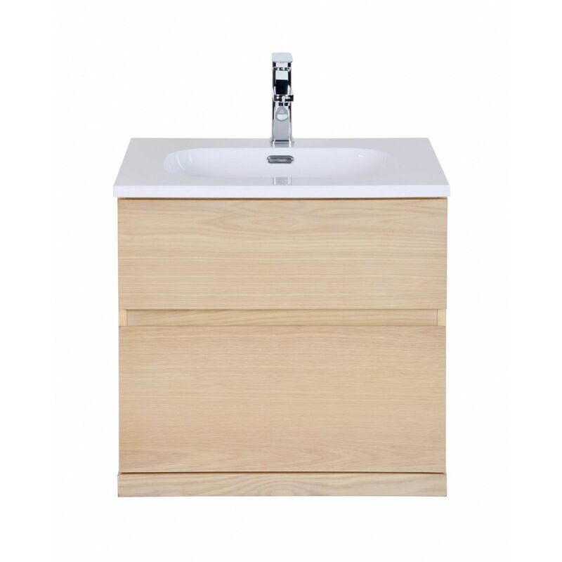 Meuble simple vasque suspendu chêne 60 cm enio
