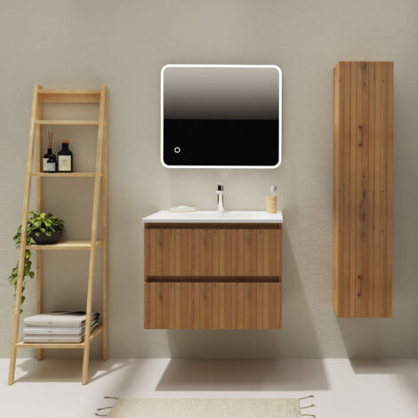 GODART Meuble salle de bain - 100 cm - Avec plan vasque - Vert cactus mat - A poser - KARAIB 2