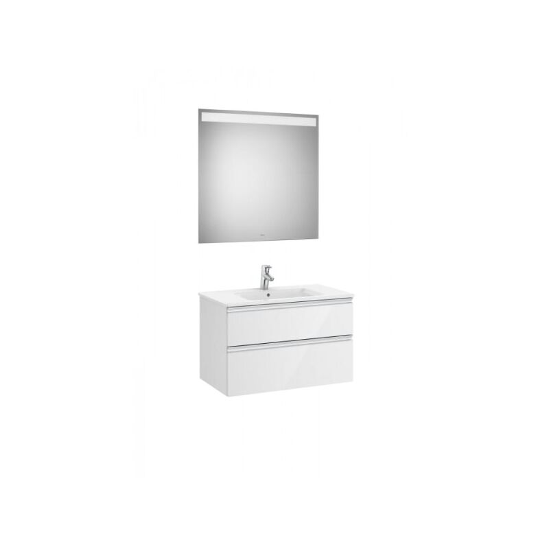 Meuble salle de bain 800 The Gap 2 tiroirs avec miroir Eidos éclairage led Roca A851511806
