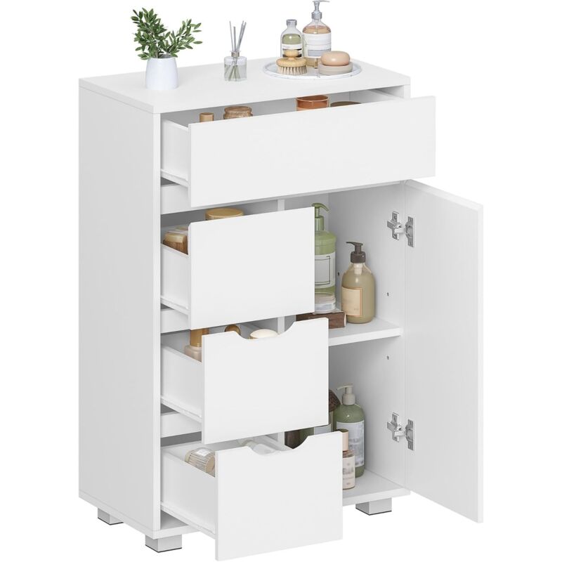 Meuble Salle de Bain, Armoire de Rangement avec Étagère Réglable
